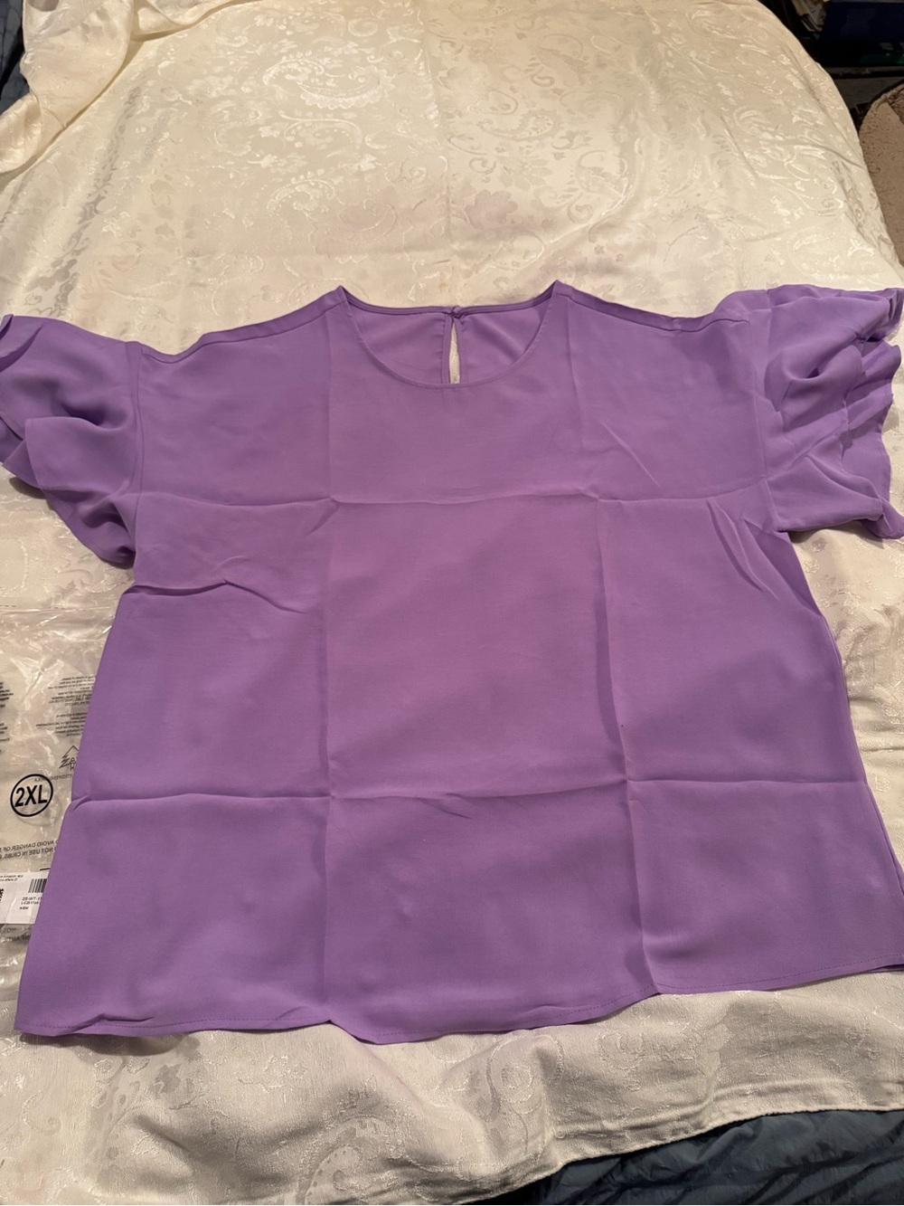 Women's Lavender Puff-Sleeve Blouse — Casual Elegant Top